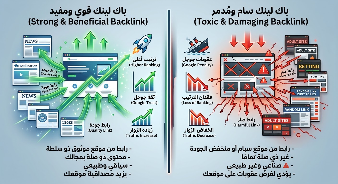 الفرق الحقيقي بين الباك لينك القوي والباك لينك السام الذي يدمر موقعك
